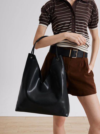 PAZZION, Pennie Centerline Stitch Tote, Black