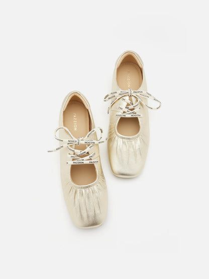 Pernille 金屬色系帶平底鞋