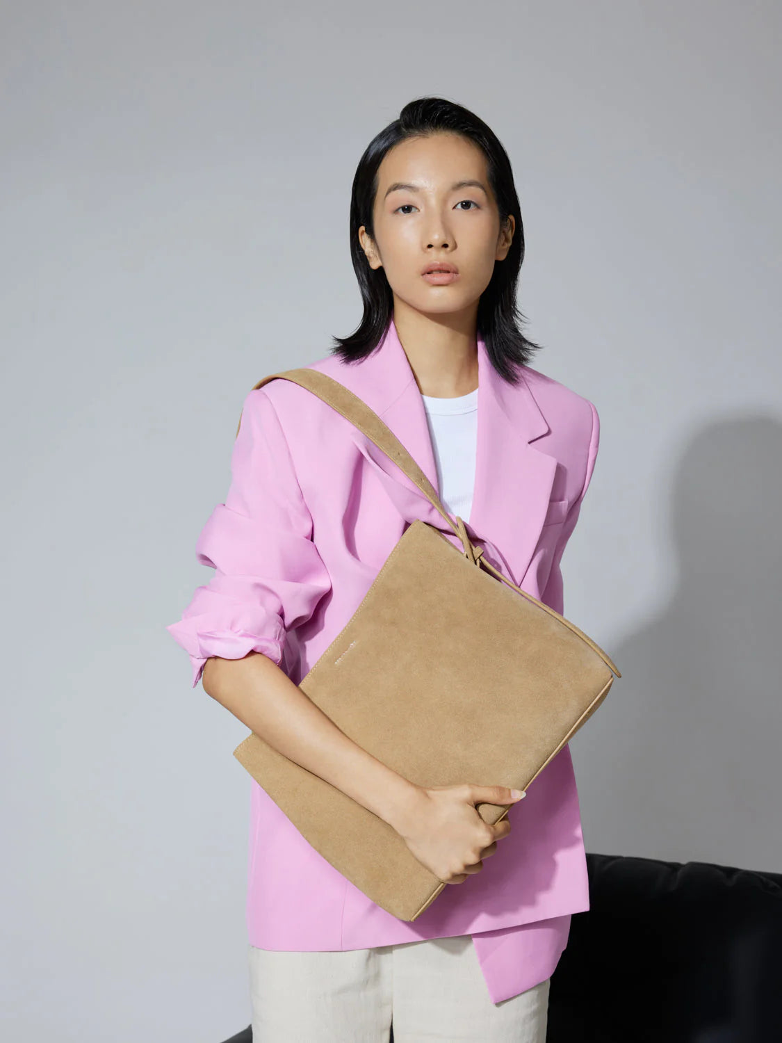 PAZZION, Perylisse Leather Bag, Almond