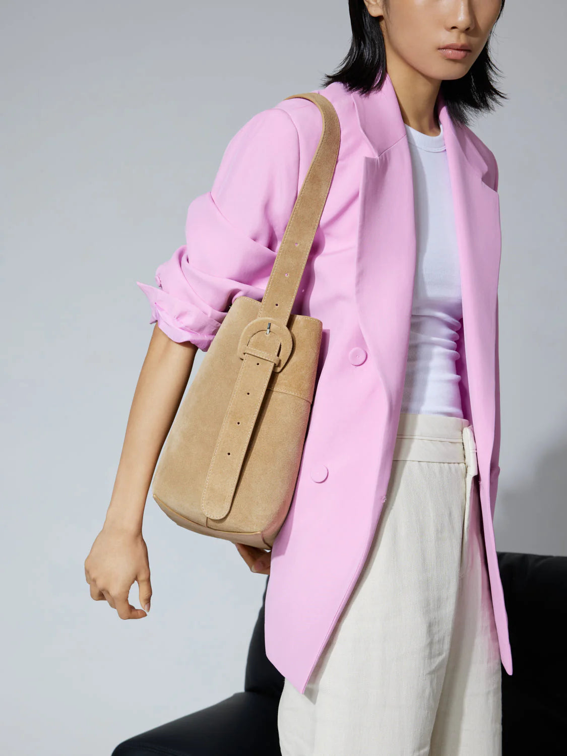 PAZZION, Perylisse Leather Bag, Almond