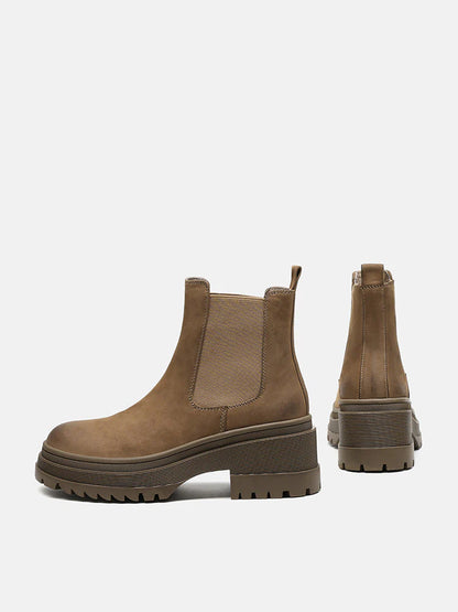 PAZZION, Petra Leather Ankle Boots, Khaki