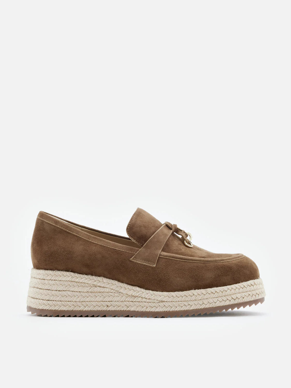 PAZZION, Phoenix Knot Detail Suede Espadrille Wedges, Brown