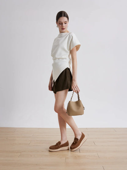 PAZZION, Phoenix Knot Detail Suede Espadrille Wedges, Brown