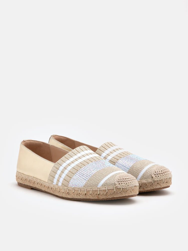 PAZZION, Piper Striped Knit Espadrilles, Gold