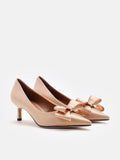 PAZZION, Pointed Gold Trimmed Bow Heels, Almond