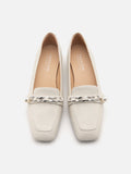 PAZZION, Polly Pearl Chain Loafers, Beige