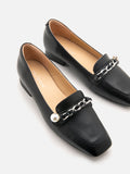 PAZZION, Polly Pearl Chain Loafers, Black