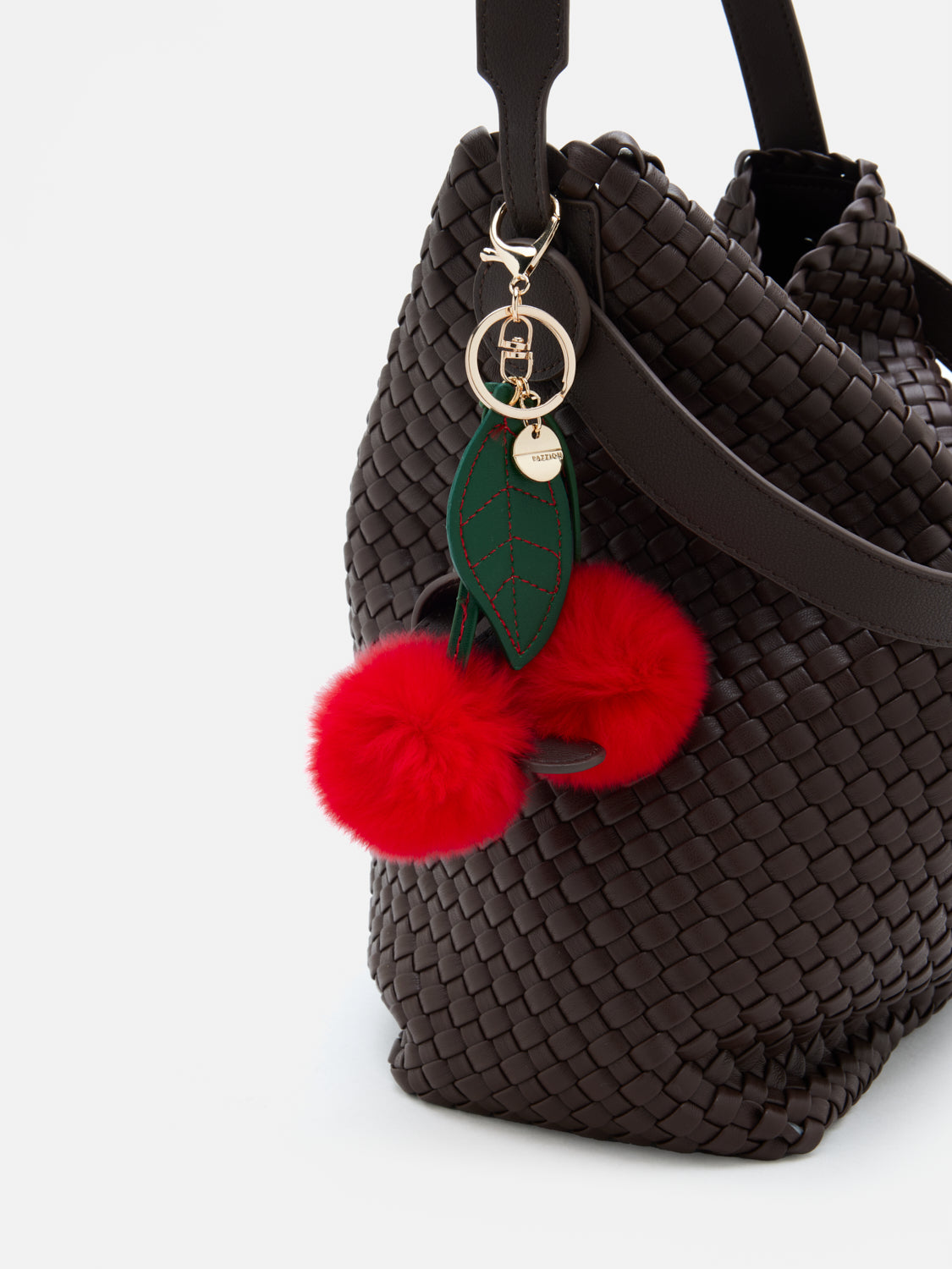 PAZZION, Pom Pom Cherry Keychain, Red