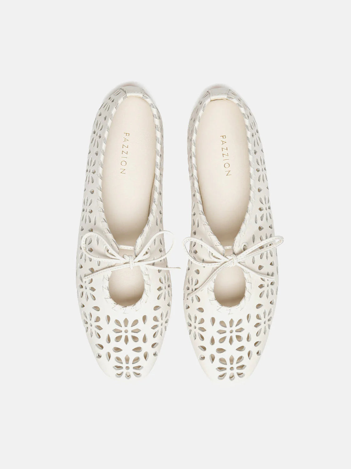 PAZZION, Quenara Floral Cutout Leather Flats, Beige