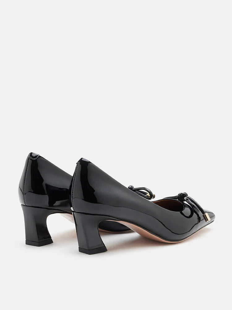 PAZZION, Quinella Bow Patent Heels, Black