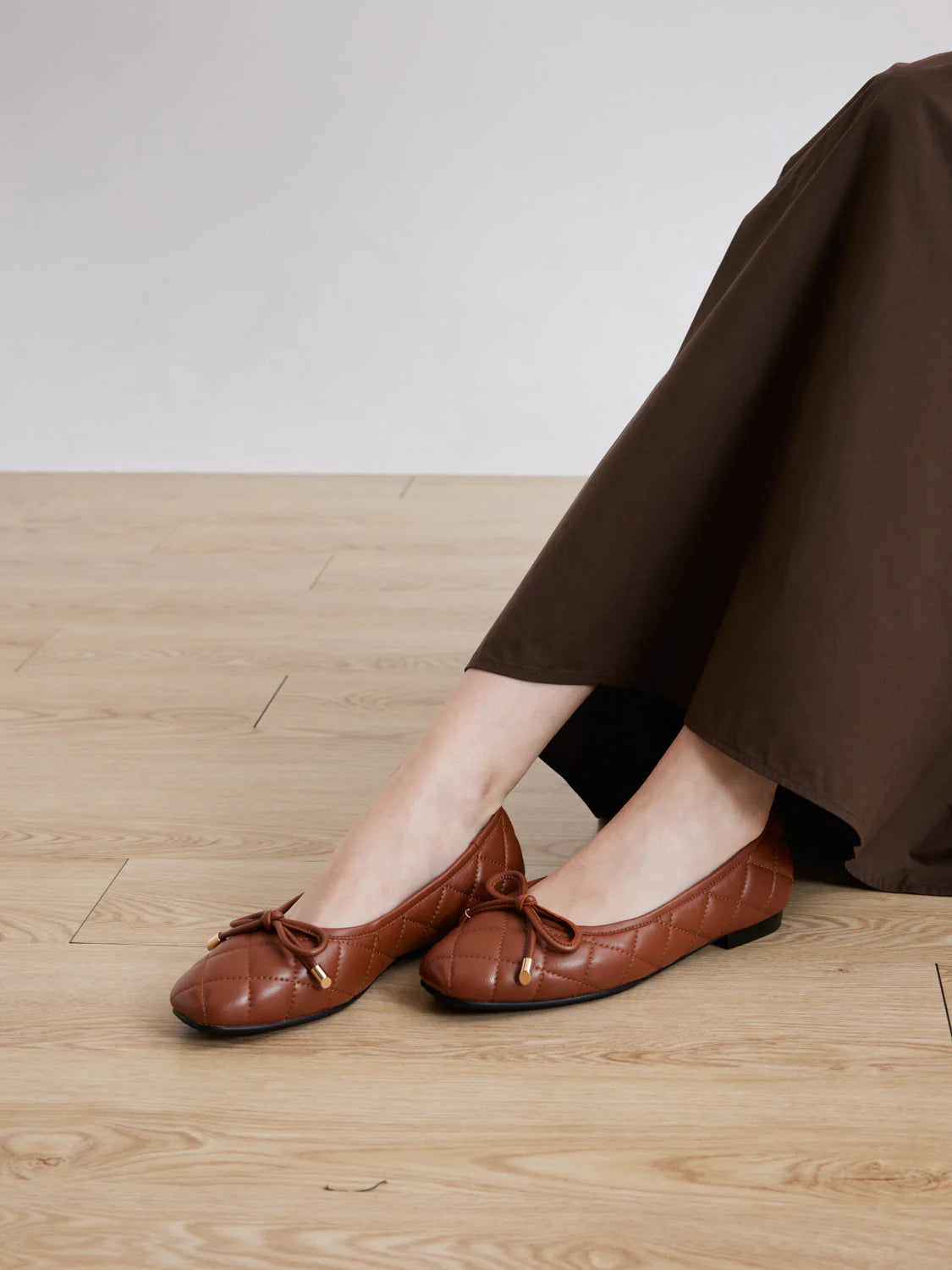 PAZZION, Quinn Quilted Bow Flats, Brown