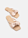 PAZZION, R.Mandy Silk Bow Sandals, Champagne