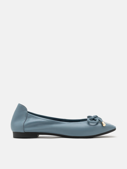 PAZZION, Raelynn Bow Square-Toe Covered Flats, Blue