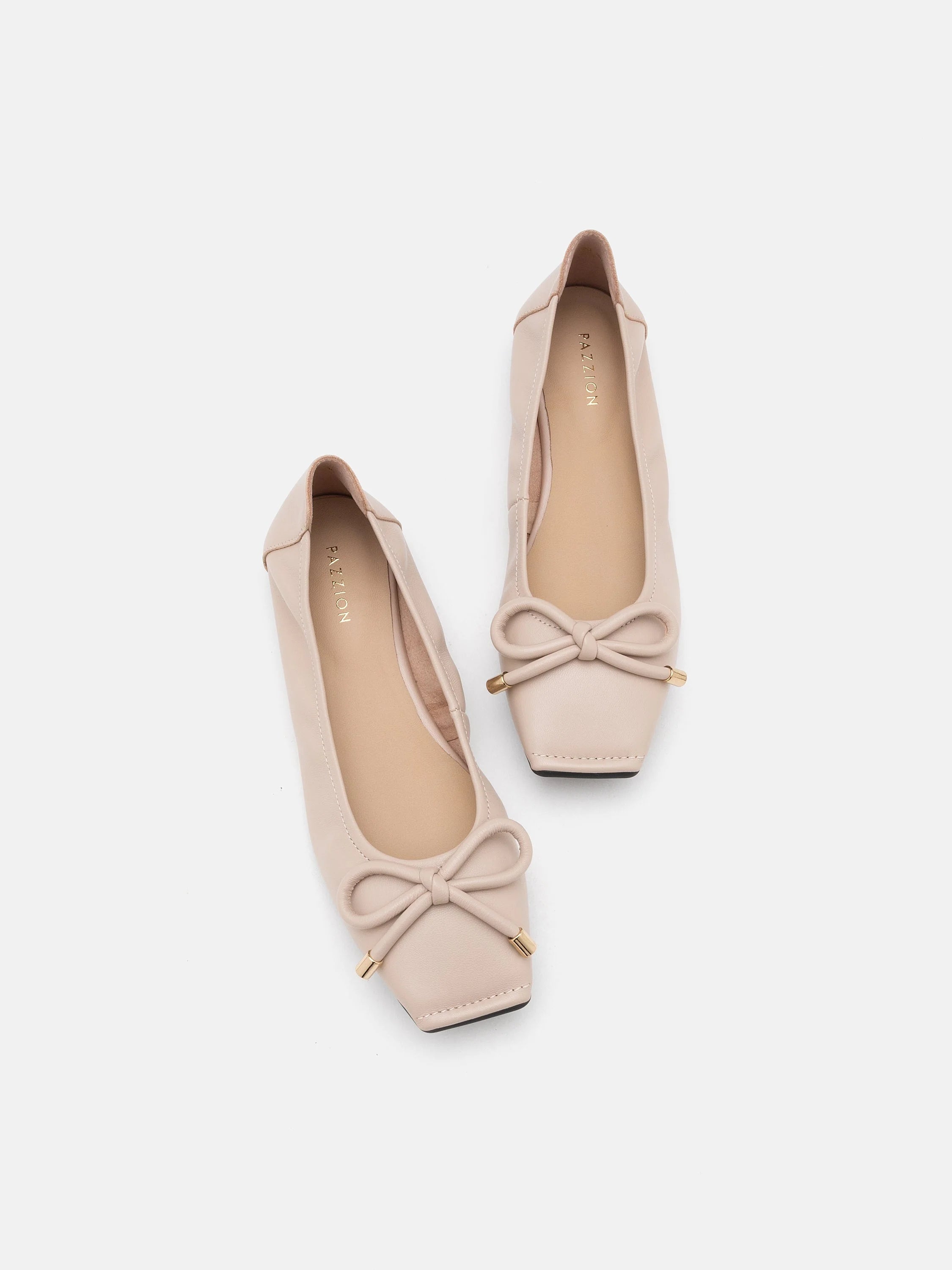 PAZZION, Raelynn Bow Square-Toe Covered Flats, Pink