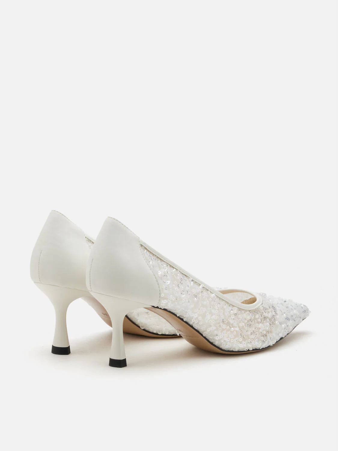 PAZZION, Raena Sequined Mesh Heels, White