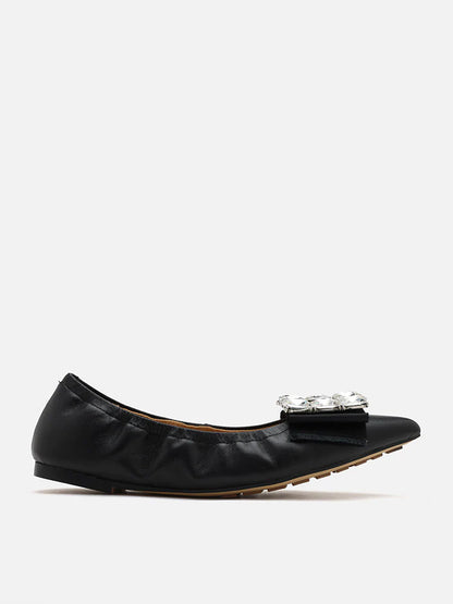 PAZZION, Raquel Diamante Pointed Toe Flats, Black