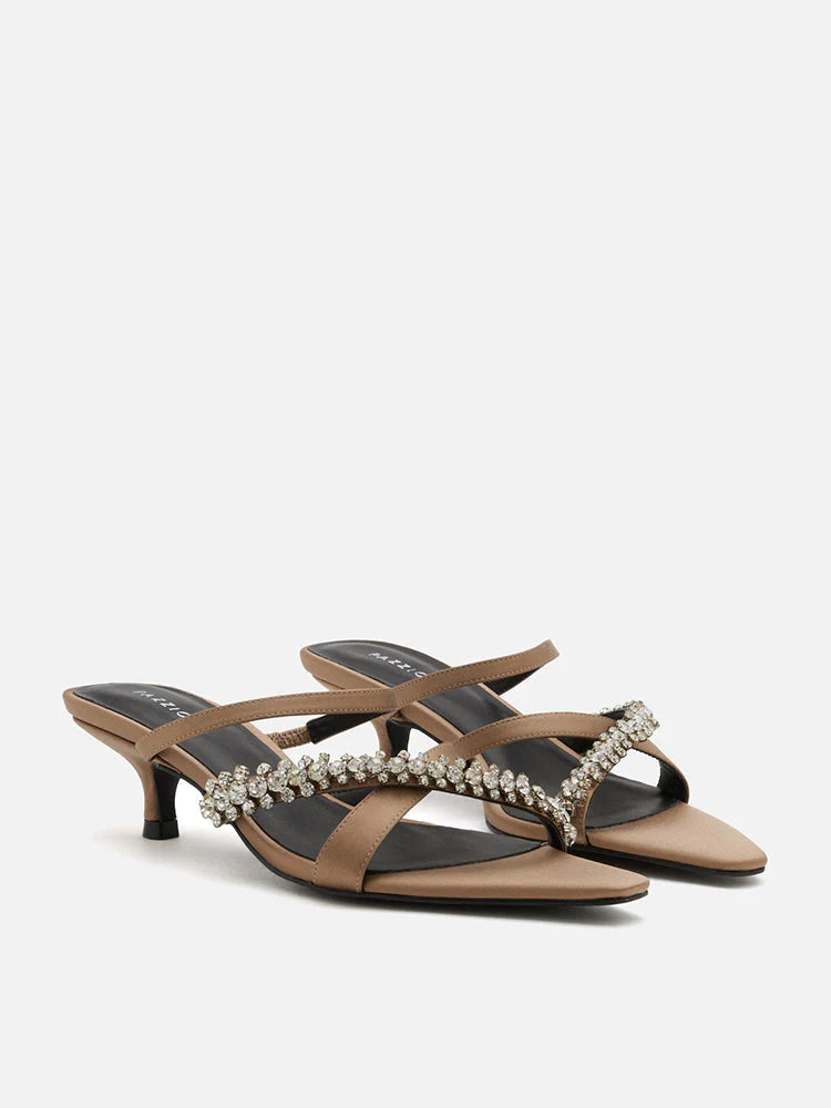PAZZION, Ratana Crystal Embellished Strap Heel Sandals, Gold