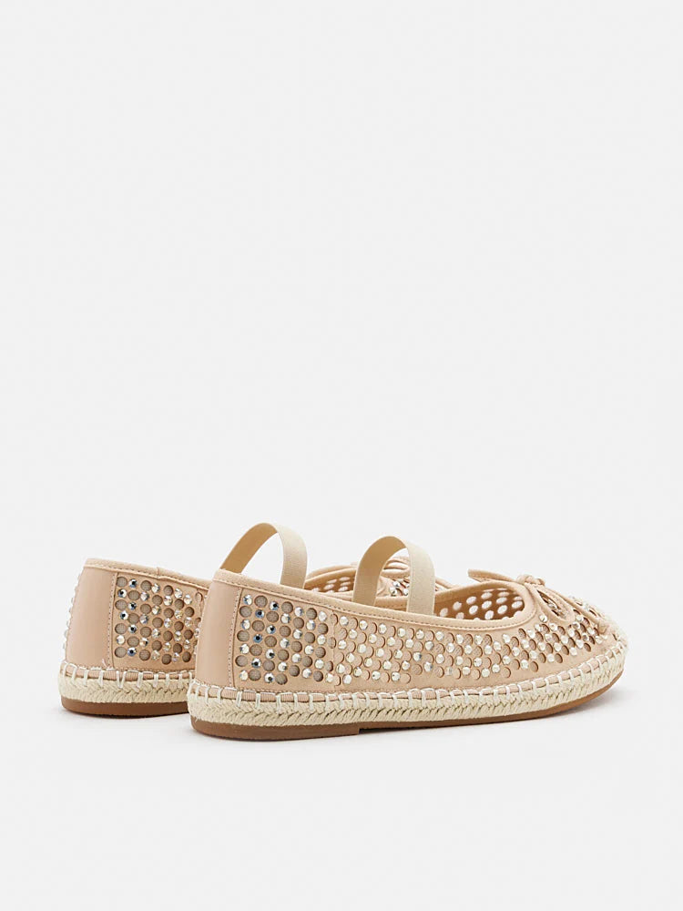 PAZZION, Rayna Crystal Embellished Espadrilles Flats, Almond