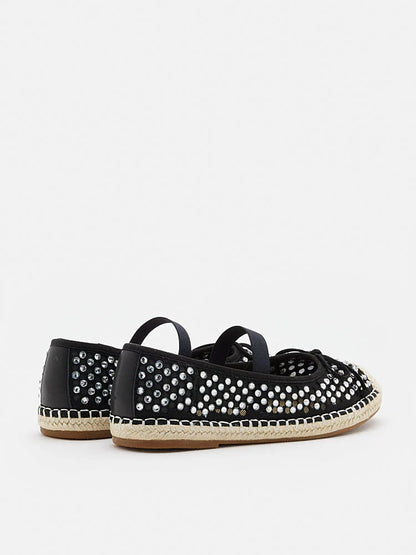 PAZZION, Rayna Crystal Embellished Espadrilles Flats, Black