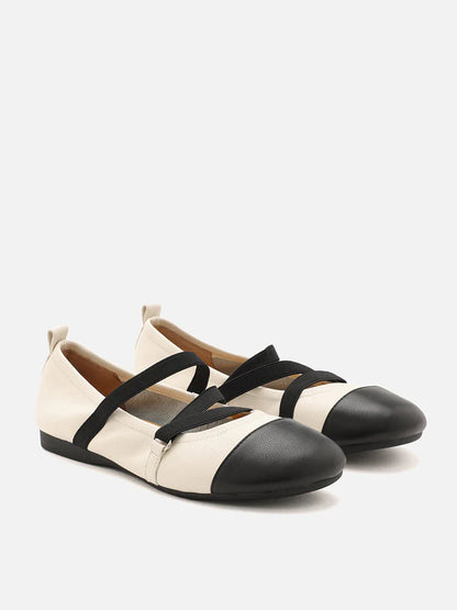 PAZZION, Reese Cross Strap Toe Cap Flats, Beige