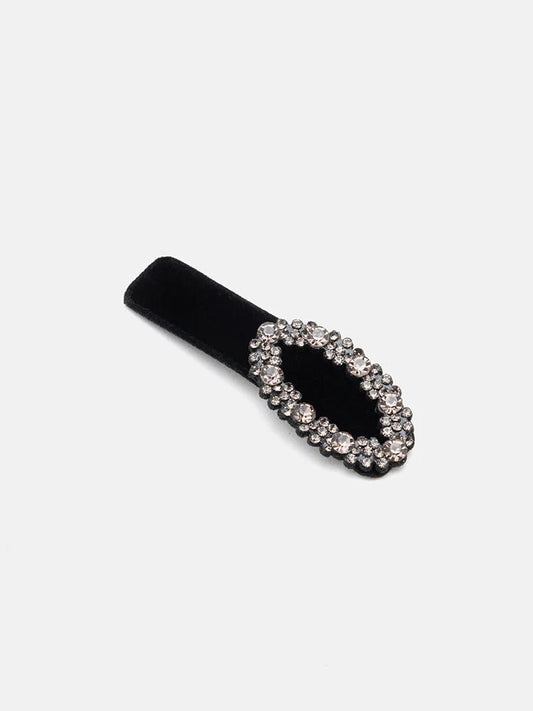 PAZZION, Renee Oval Buckle Hair Clip, Black