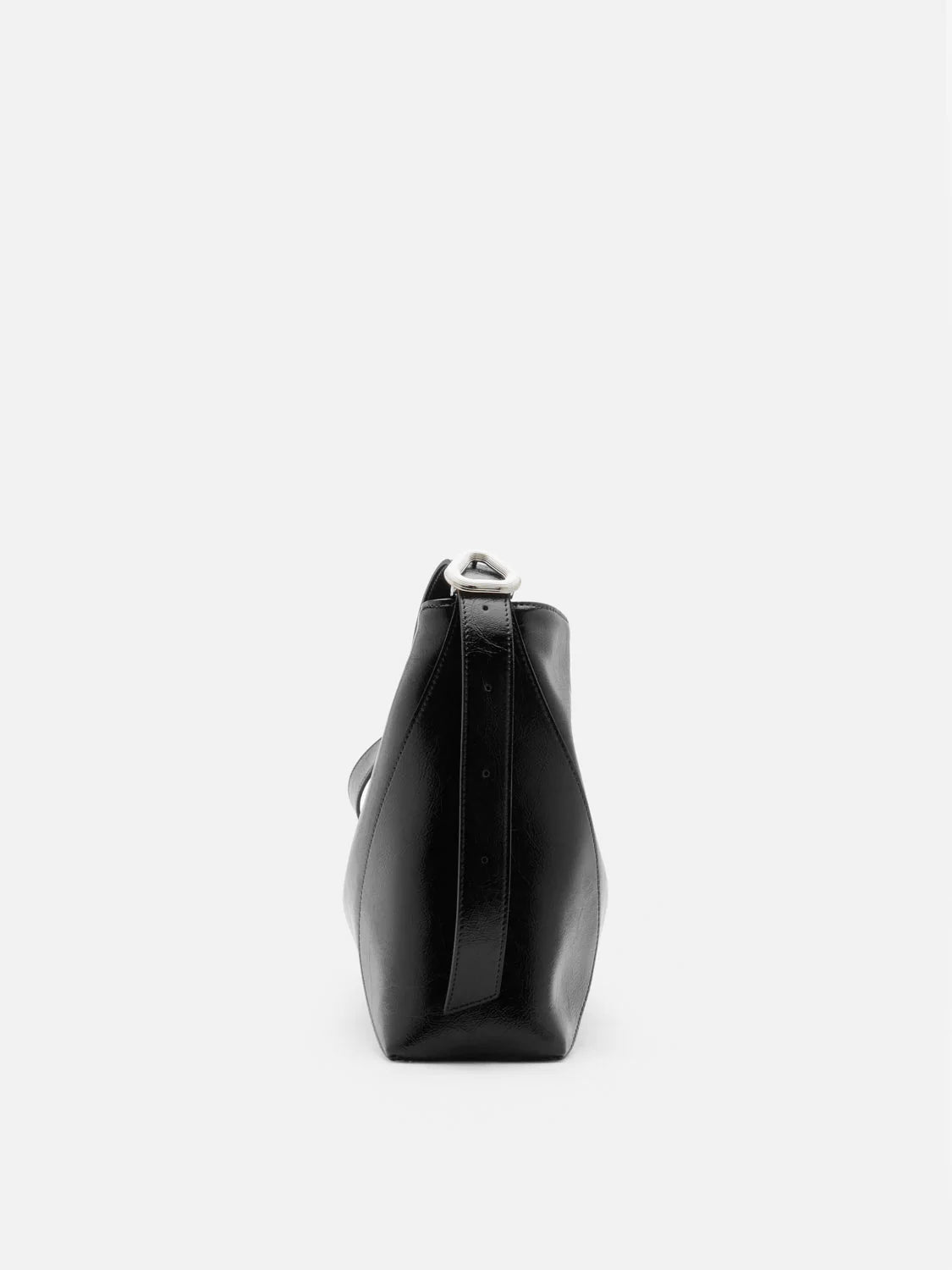 PAZZION, Rexine Textured Buckle Shoulder Bag, Black