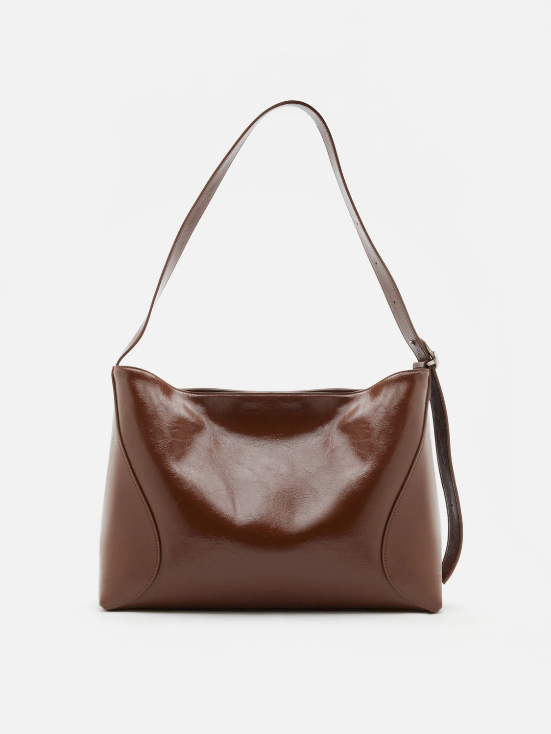 PAZZION, Rexine Textured Buckle Shoulder Bag, Brown