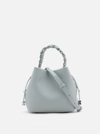 PAZZION, Reza Braided Handle Bucket Bag, Blue