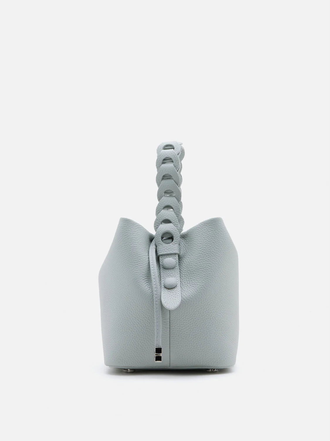 PAZZION, Reza Braided Handle Bucket Bag, Blue