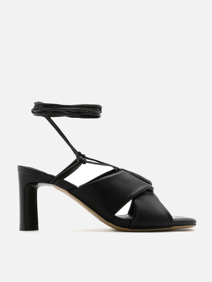 PAZZION, Rhea Adjustable Strap Heel Sandals, Black