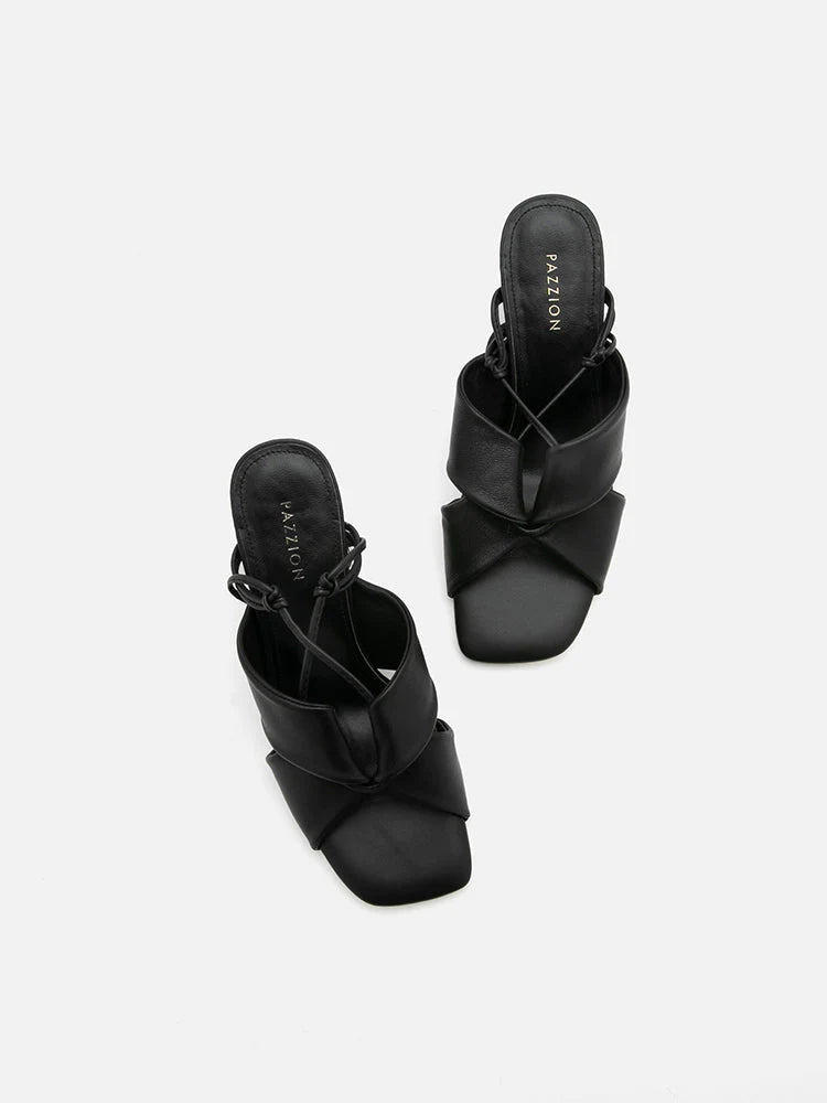 PAZZION, Rhea Adjustable Strap Heel Sandals, Black