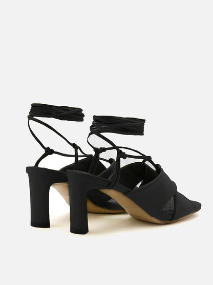 PAZZION, Rhea Adjustable Strap Heel Sandals, Black