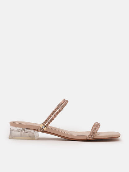 PAZZION, Rhya Embellished Strappy Open Toe Sandals, Almond