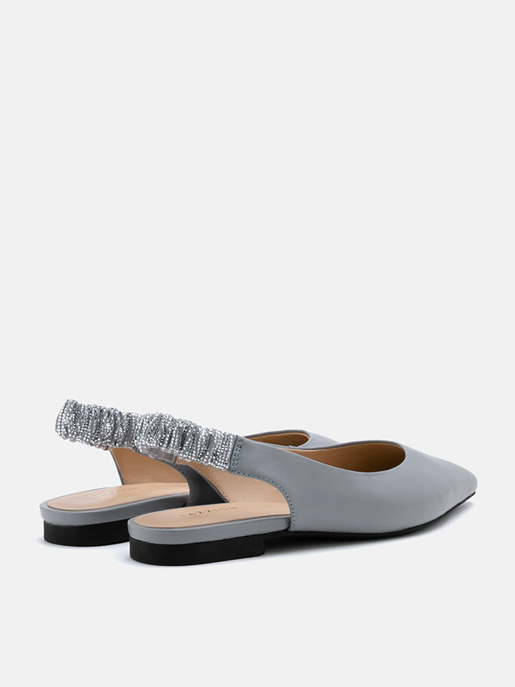 PAZZION, Rita Sparkle Slingback Flats, Grey