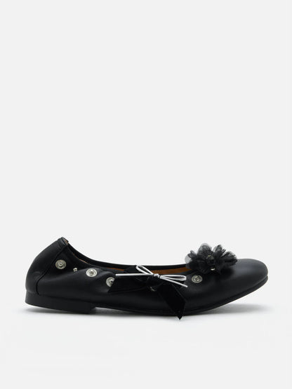 PAZZION, Rolene Clip-Stud Charmed Flats, Black