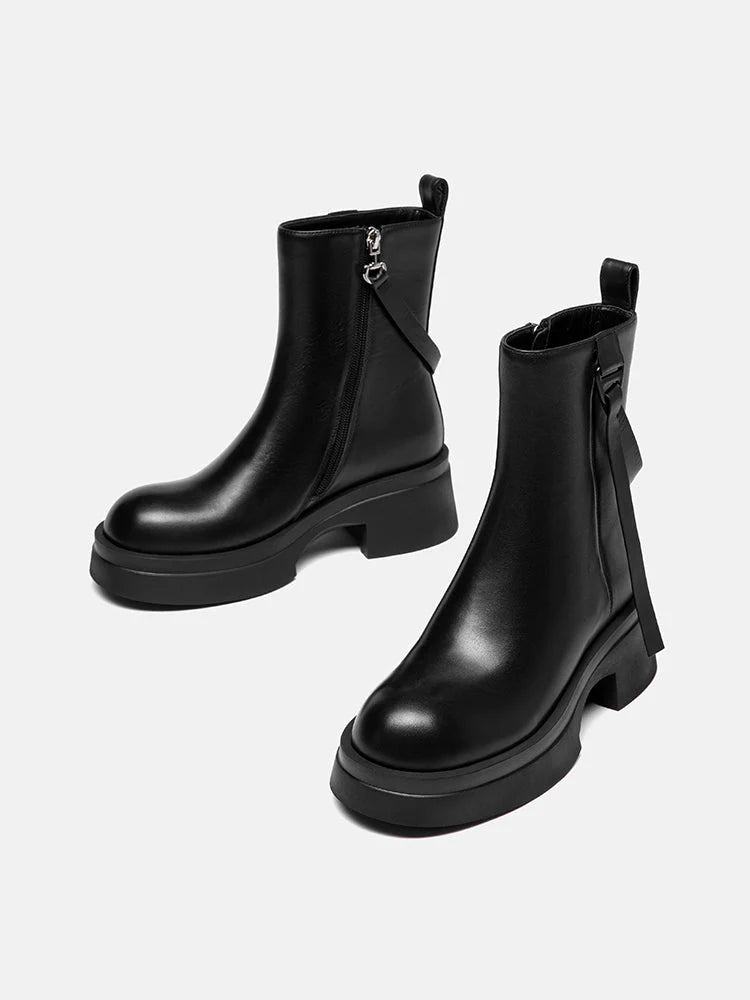 PAZZION, Rota Leather Ankle Boots, Black