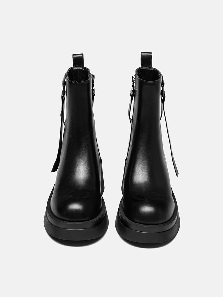 PAZZION, Rota Leather Ankle Boots, Black