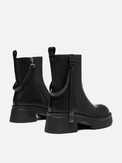 PAZZION, Rota Leather Ankle Boots, Black