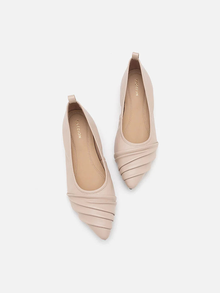 PAZZION, Rylee Ruched Detail Covered Flats, Pink