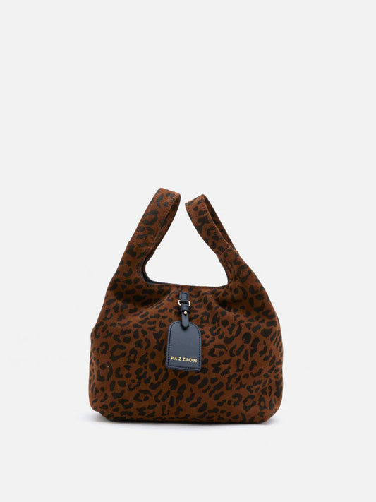 PAZZION, Sable Suede Leopard-Print Bag, Brown