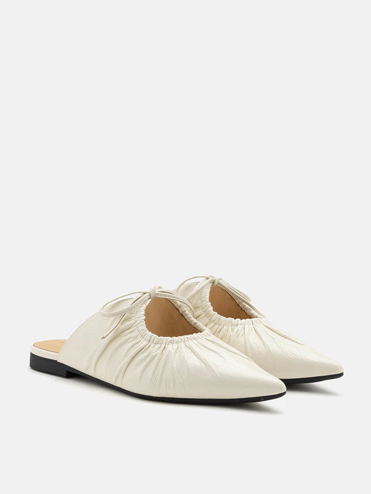 PAZZION, Sabrianna Tied Pointed Toe Mules, Beige