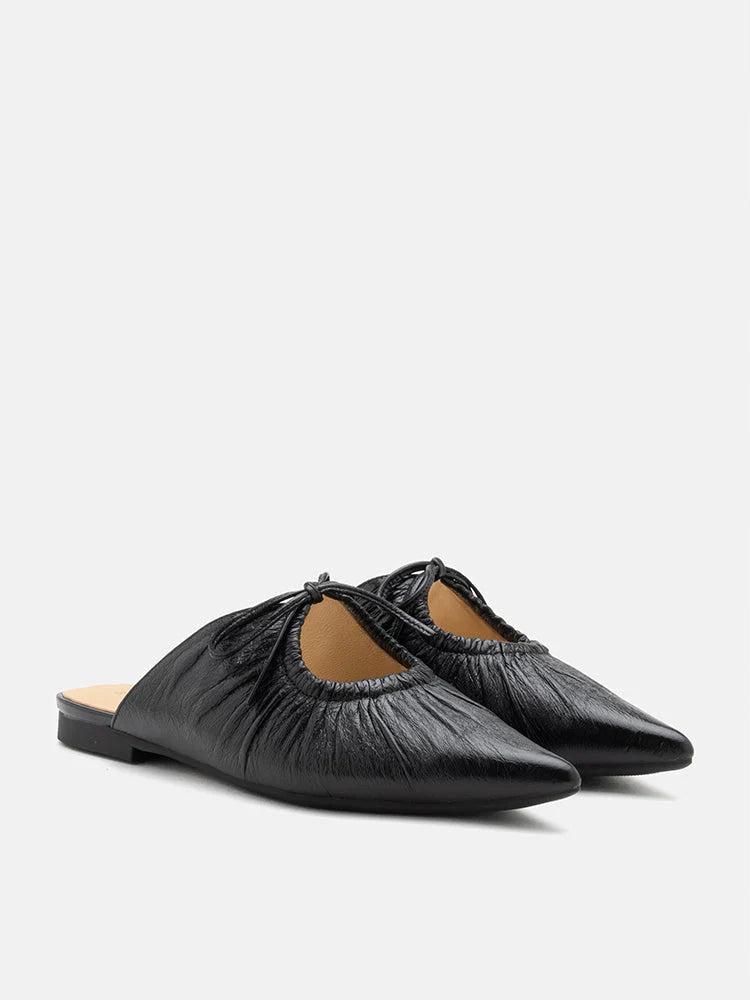 PAZZION, Sabrianna Tied Pointed Toe Mules, Black