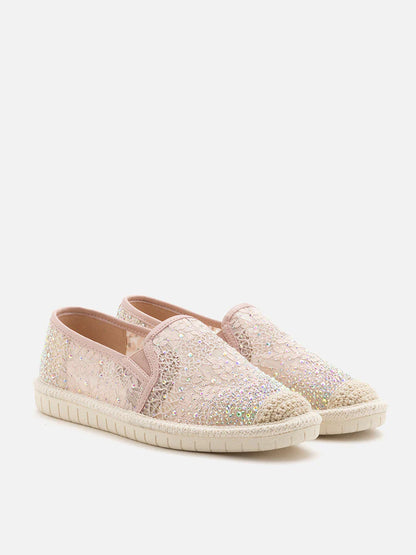 PAZZION, Sabrina Crystal Embellished Espadrilles, Pink