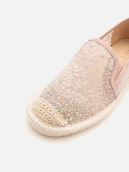 PAZZION, Sabrina Crystal Embellished Espadrilles, Pink