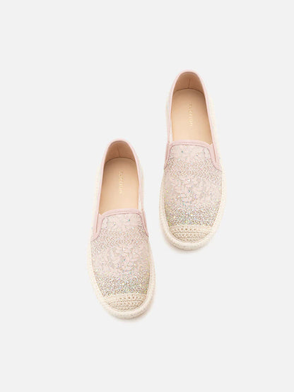 PAZZION, Sabrina Crystal Embellished Espadrilles, Pink