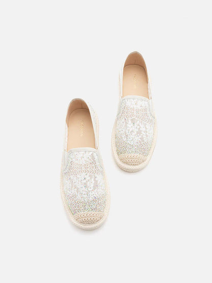 PAZZION, Sabrina Crystal Embellished Espadrilles, White