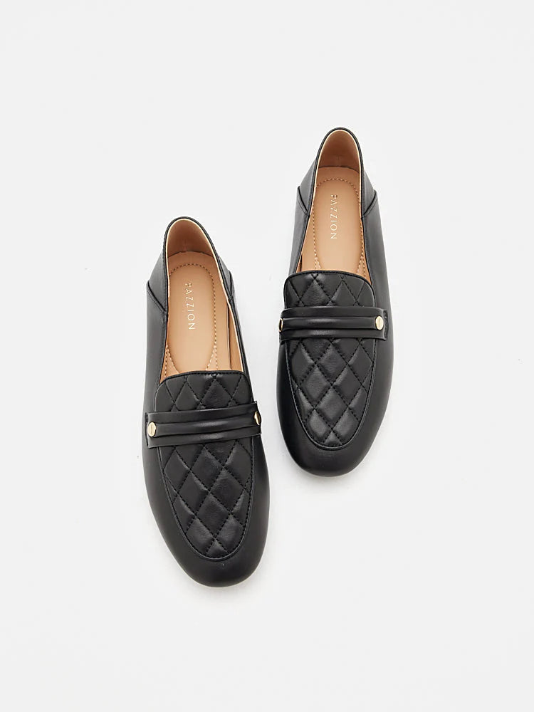 PAZZION, Sandra Quilted Loafers, Black