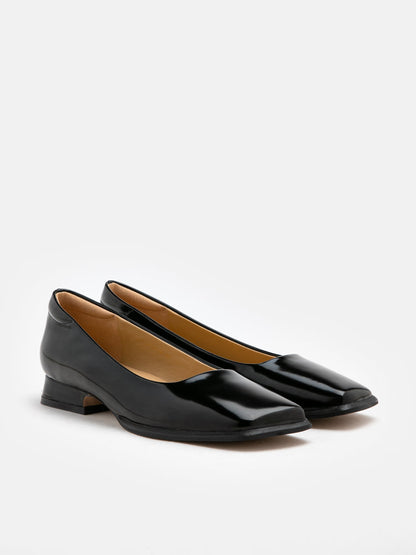 PAZZION, Sarah Patent Leather Low Block Heels, Black