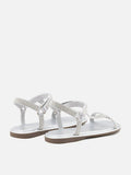 PAZZION, Sasha Crystal Embellished Sandals, Silver