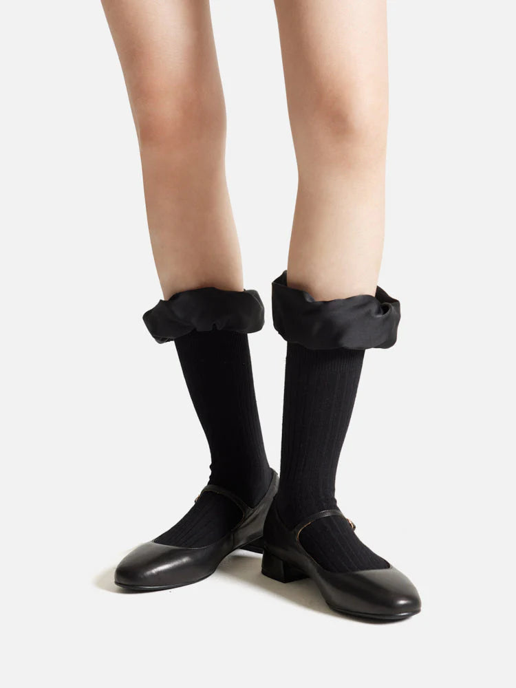 PAZZION, Savannah Ruffle Socks, Black